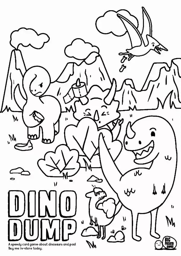 Dino Dump Colouring Sheet