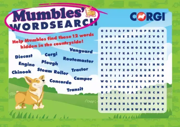 Corgi Mumbles Wordsearch