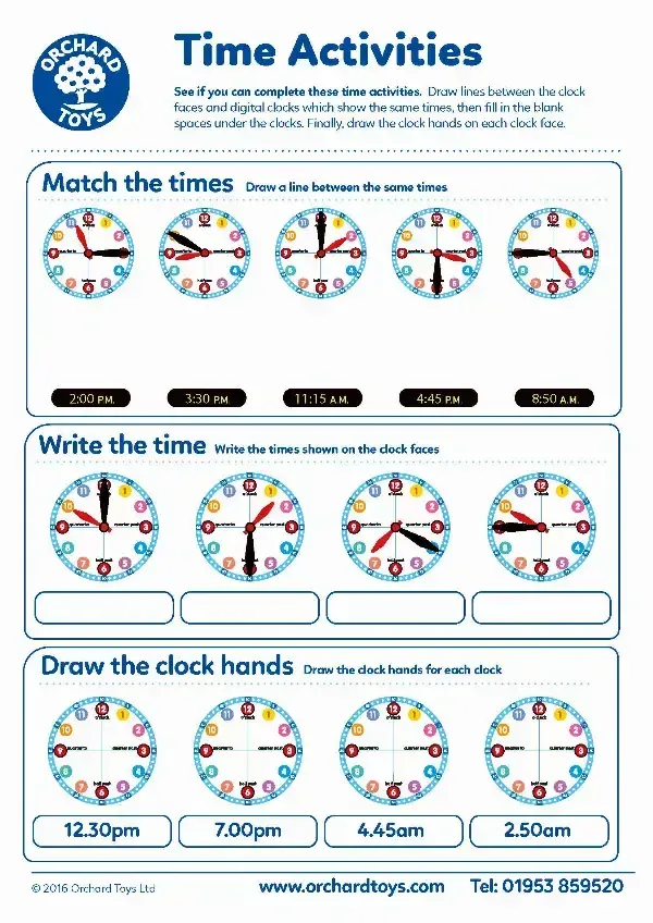 Match the Times Activity Sheet