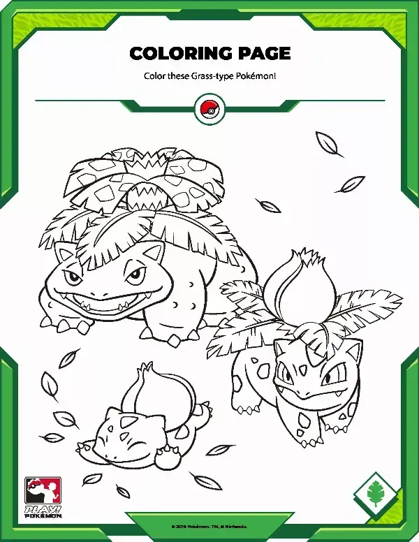 Grass Pokémon Colouring Sheet