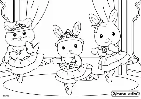 Sylvanian Families Ballerinas Colouring Sheet